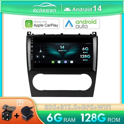 6G+128G Android 14 Autoradio Mercedes Benz C-Class W203 CLK W209 2005-2009 - Immagine 1 di 4