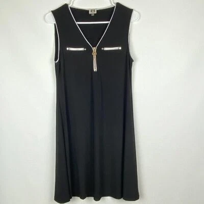 Vestido corto ligero Anne Klein para mujer talla 4 negro sin mangas cuello en V Foto 1 de 4