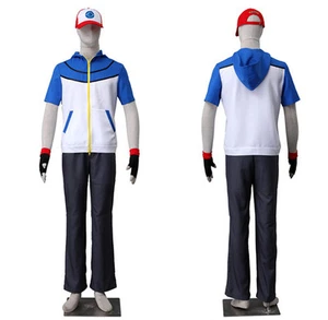 Pokemon Go Trainer Ash Ketchum Cosplay Kostüm costume Uniform Hut Handschuhe set - Bild 1 von 4