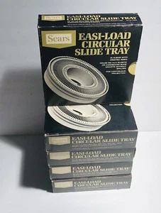 5 Sears Vintage Easi-Load Circular Slide Tray Carousel Holds 100 2x2 Slides - Picture 1 of 12
