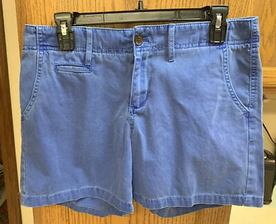 Shorts Merona Feminino Tamanho 8 Algodão Azul Padrão Sólido Usado - Imagem 1 de 4