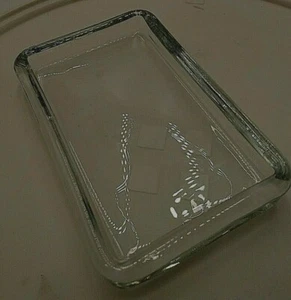 GLASS CLEAR TRINKET DISH TRAY 4 3/8 X 2 7/8 INCH POLISHED EDGES VINTAGE - Picture 1 of 6