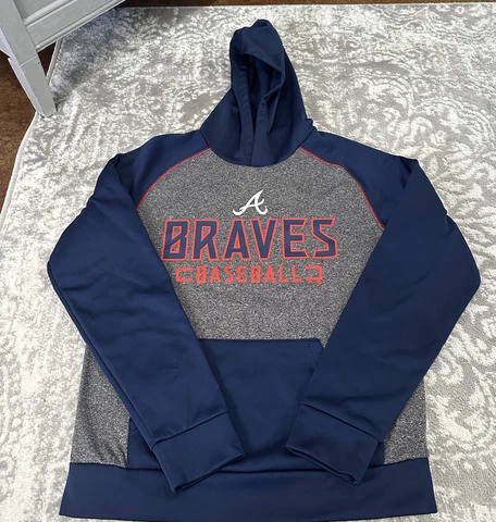 Fanatics Atlanta Braves Men's M Hoodie Sweatshirt Navy gray Pullover Cover