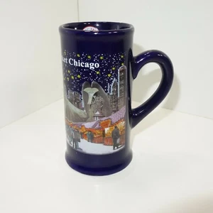 CHRISTKINDLMARKET Chicago Blue German Ceramic 5" Tall Wine Mug  - Picture 1 of 9