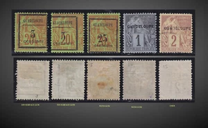 1889-1891 GUADELUPE SMALL LOT MINT & USESD CT.3,5,14,15 MI.3,5,12,13 - Bild 1 von 1