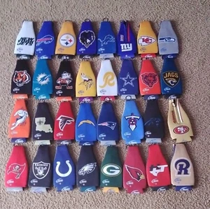 NFL Zip Up Beer Bottle Koozie Holders Bud Light- Pick The One You Like - Picture 1 of 2