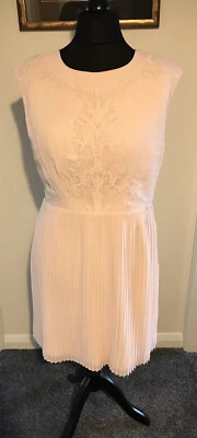 NWT Ted Baker ‘Saskiah’ Light Pink Lace Detail Pleated Dress TB 4/UK 14 £159 - Image 1 of 4