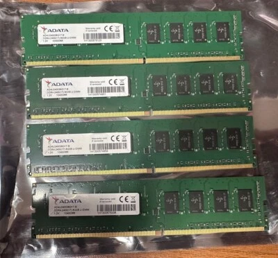 LOF OF 4X ADATA 8GB DDR4 2400 RAM Module AD4R240038G17-B  ( Server RAM ) - Image 1 of 2