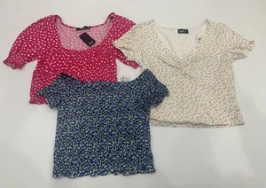 3x Ladies Size XS -S DOTTI And SPORTSGIRL Shirred Summer Tops NEW* RRP $75 - Picture 1 of 5