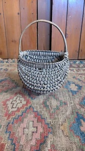 Best Antique Early Primitive Thick Wood Splint Buttocks Wall Basket 12" Patina - Picture 1 of 10