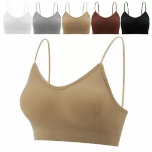 Women's Seamless Low Back Bralette Bra Solid Colors Stretchy Crop Scoop Neck Top - Picture 1 of 19