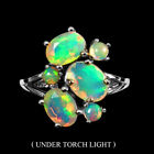Bague arc-en-ciel ovale opale feu non chauffée flash complet 8 x 6 mm argent sterling 925 taille 7