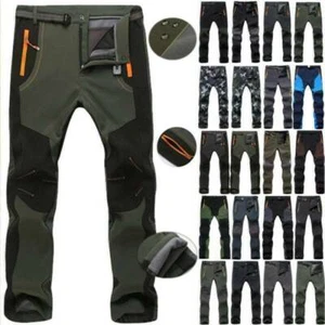 Men's Fleece Lined Cargo Work Pants Winter Outdoor Hiking Ski Snow Warm Trousers - Picture 1 of 15