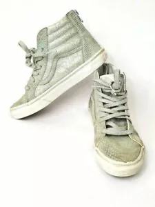 Vans Sk8-Hi Reißverschluss hinten Schuhe in Metallic Silber Glitzer Größe Big Kleinkind 5,5 - Bild 1 von 2