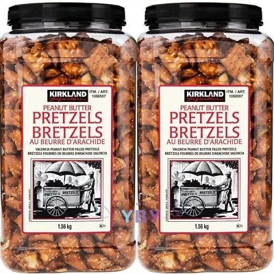 2 Jars Kirkland Singniture Valencia Peanut Butter Filled Pretzel 55 oz Each Jar - Image 1 of 4