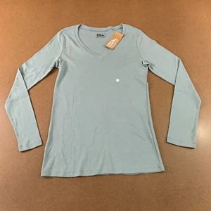 Eddie Bauer Womens Size Large Green Long Sleeve V Neck Favorite Tee NWT - Picture 1 of 10