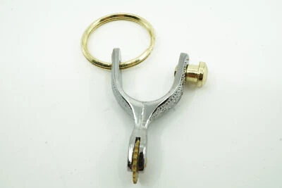 Western Saddle Horse Spur with Rowel Engraved Metal Cowboy Rodeo Key Chain Ring - Image 1 of 3