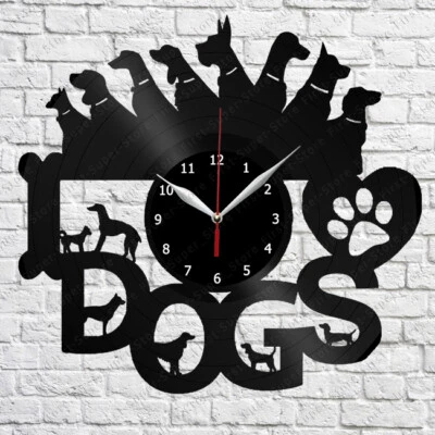 Reloj de pared disco vinilo I Love Dog decoración del hogar divertido regalo arte decoración 12" 30 cm 560 Foto 1 de 4