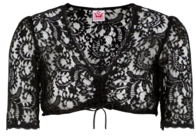 Dirndlbluse Bluse schwarz Gr. 44 Spitze halbarm Hadia Spieth & Wensky Zugband - Bild 1 von 4