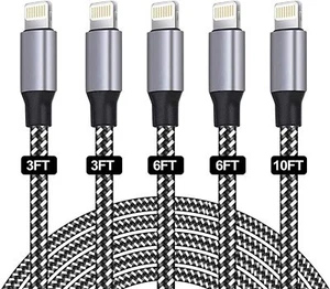 SANYEYE iPhone Ladekabel, MFi zertifiziert 5er-Pack 3/3/6/6/10 Fuß Schnellladegerät - Bild 1 von 8
