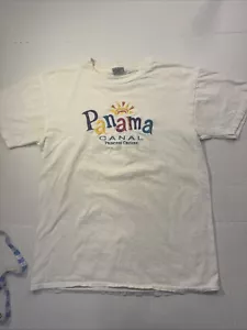 Vintage Embroidered Panama 90s T Shirt Men’s Medium 19x26 White Princess Cruises - Picture 1 of 8