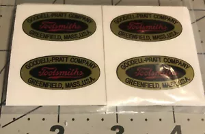Goodell-Pratt Company, Greenfield, Mass U.S.A. Toolsmiths Decals 1 3/8” Set Of 4 - Picture 1 of 2