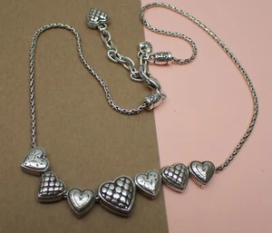 Collar Brighton Corazón Encantado 18" Diapositiva 7 Corazones Texturizados Deslizables Sin Etiqueta - Imagen 1 de 8