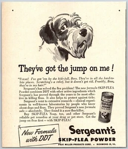 PRINT AD Sergeants Skip Flea Powder w DDT 1946 Small 5x6 Fox Terrier - Picture 1 of 1