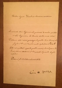 Lettera firmata da Francesco Zantedeschi - Imagen 1 de 1