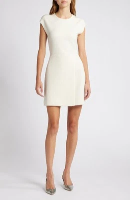 NWT $475 Theory Ivory Plush Tweed Wrap Skirt With Knit Top Minidress S - Image 1 of 4