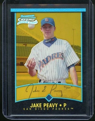 2001 Bowman Chrome Jake Peavy #183 Gold Refractor RC /99 Padres - Image 1 of 2