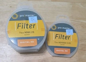5-Promaster Filters 72mm 4-ND8X (.9) CODE 8828 1-ND1000X (3.0) Code 8863 All New - Picture 1 of 5