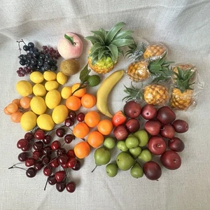Lot 85+ Artificial Faux Fruit Apple Grape Cherry Plastic Decoration New Used - Picture 1 of 12