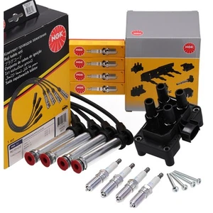 NGK Zündspule + Kabelsatz + 4x Zündkerze für FORD FIESTA 5 1.3 KA (RB) 1.3/1.6i - Bild 1 von 4