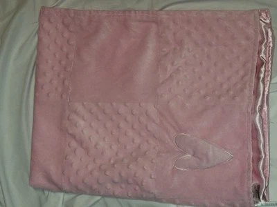 Sandra Magsamen Messages from the Heart Pink Satin Baby Blanket Minky Dots - Image 1 of 4
