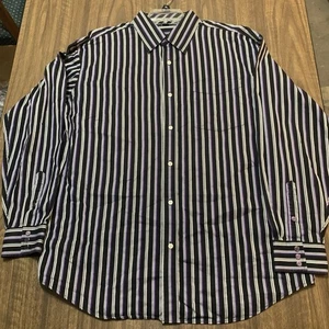 Camicia manica lunga Sean John 2XL nera e viola a righe con bottoni 100% cotone - Foto 1 di 9