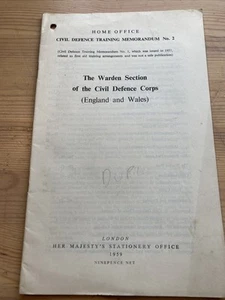 1959 Civil Defence Memo - Warden Section Of Civil Defence Corps - Picture 1 of 7