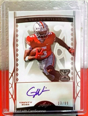 2022 Leaf Trinity Silver Garrett Wilson #13/99 Rookie Auto - Image 1 of 2