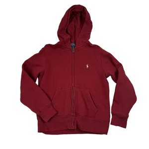 Polo Ralph Lauren Hoodie Youth Size 8 Red Full Zip Sweatshirt Classic Pony Logo - Picture 1 of 7