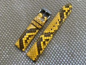 26mm 24 23 22 21 20 19 18 17 16 14 yellow black Snake Leather Watch Strap Band - Picture 1 of 10