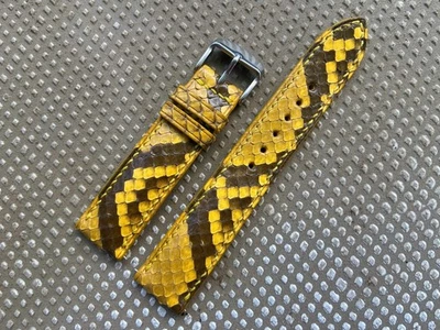 Correa de reloj de cuero de serpiente negra amarilla 26 mm 24 23 22 21 20 19 18 17 16 14 Foto 1 de 4