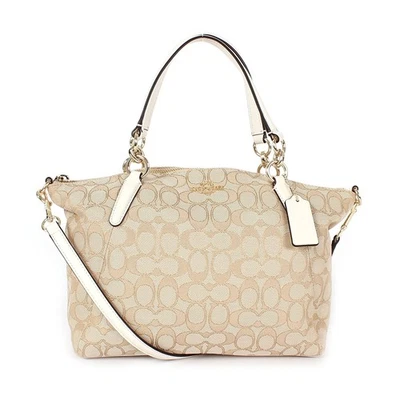 Coach Outline Signature Small Kelsey Satchel Shoulder Bag  Khaki/Chalkvb F58283 - Image 1 of 4