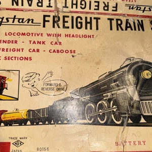 Vintage Cragstan Battery Operated Freight Train Trademark Litho Tin Toy, Japan - Picture 1 of 2