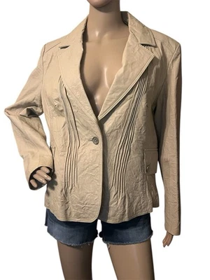 Blazer Chaqueta Arrugada Wilsons Cuero Pin Tuck Clásico Limpio Ciudad Motociclista Mujeres XL Foto 1 de 4