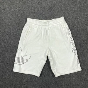 Adidas Sweat Frottee Shorts weiß Logo Print Kordelzug Herren Größe Small - Bild 1 von 7