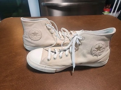 Converse Chuck Taylor All Star High Top Cream Leather Size 10 Women's  - Image 1 of 4