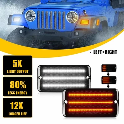 Luces de señalización laterales de guardabarros de parachoques de humo para Jeep Wrangler TJ 1997-2006 2x Foto 1 de 4