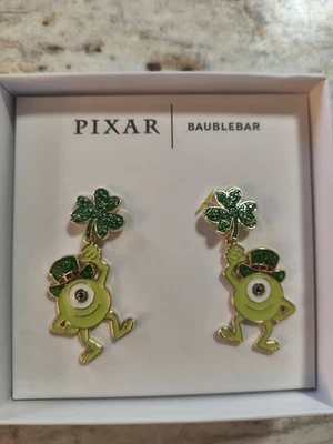 Brincos Disney Pixar BaubleBar Mike Wazowski St Patricks Day novos - Imagem 1 de 3