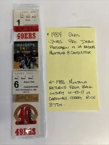 Boletos de los 49ers de San Francisco 1984 1986 debut de Jones y Montana regresa de una lesión - Imagen 1 de 4