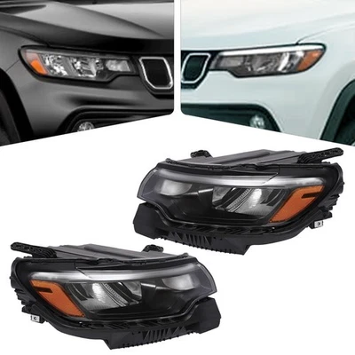 For 2022-2024 Jeep Compass Headlight Halogen Headlamps w/LED DRL Left+Right Side - Image 1 of 4